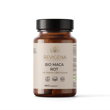 Bio Maca Rot Kapseln von Revigena – Dose mit 180 Kapseln