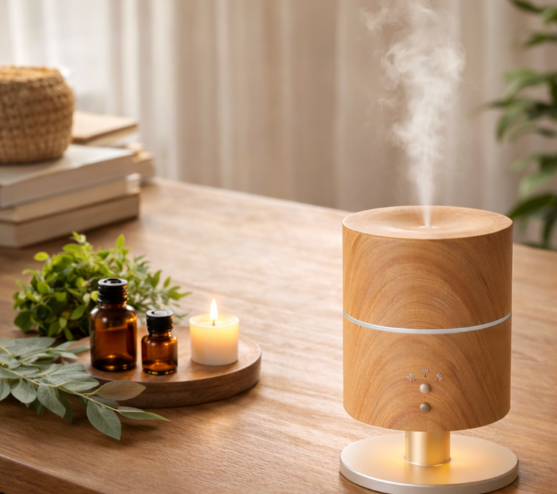 Eleganter Holzoptik Duftdiffuser mit Lichtfunktion – stilvolle Aromatherapie für dein Zuhause