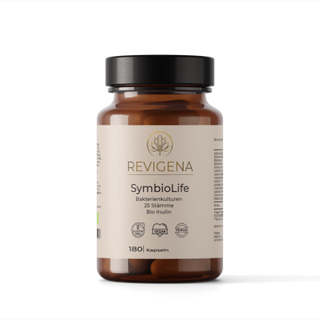 SymbioLife Darmbalance von REVIGENA – Dose mit 180 magensaftresistenten Kapseln, 26 Kulturen mit Bio-Inulin
