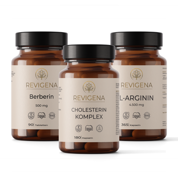 Herz & Stoffwechsel-Set von REVIGENA – Berberin, Cholesterin Komplex und L-Arginin Forte