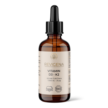 Vitamin D3 + K2 Tropfen von Revigena – Flasche mit Pipette, 50 ml